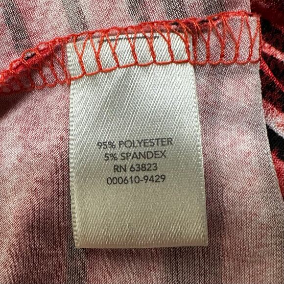 CJ Banks Red Black Striped Geometric Print Tunic Asymmetric 2X Womens‎ V Neck - Picture 5 of 7